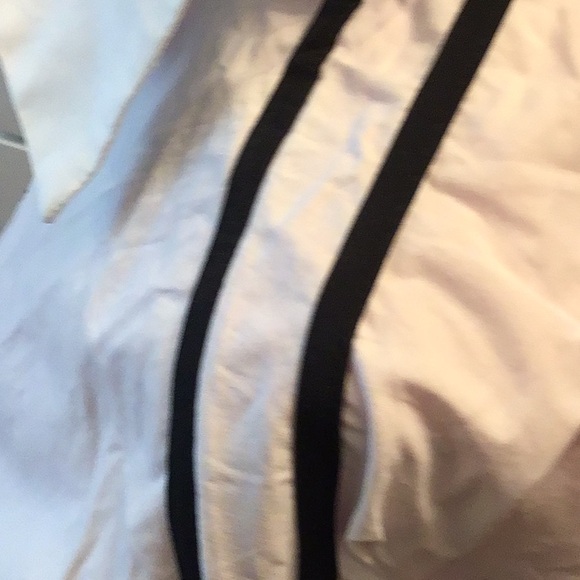 NWT Stylewe White Cotton Button down with Two Black Stripes on the arms. - Picture 5 of 5